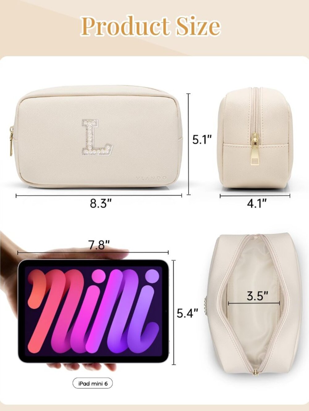 Travel Gifts for Women Make up Bag Bridesmaid Proposal Gifts Pearl Letter Pouch - Picture 5 of 7